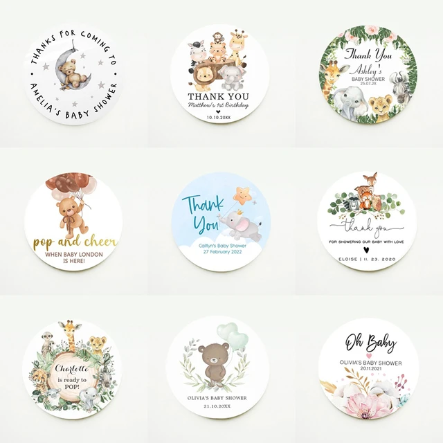 Welcome Baby Boy Stickers Labels Cute Little One Elephant Decor