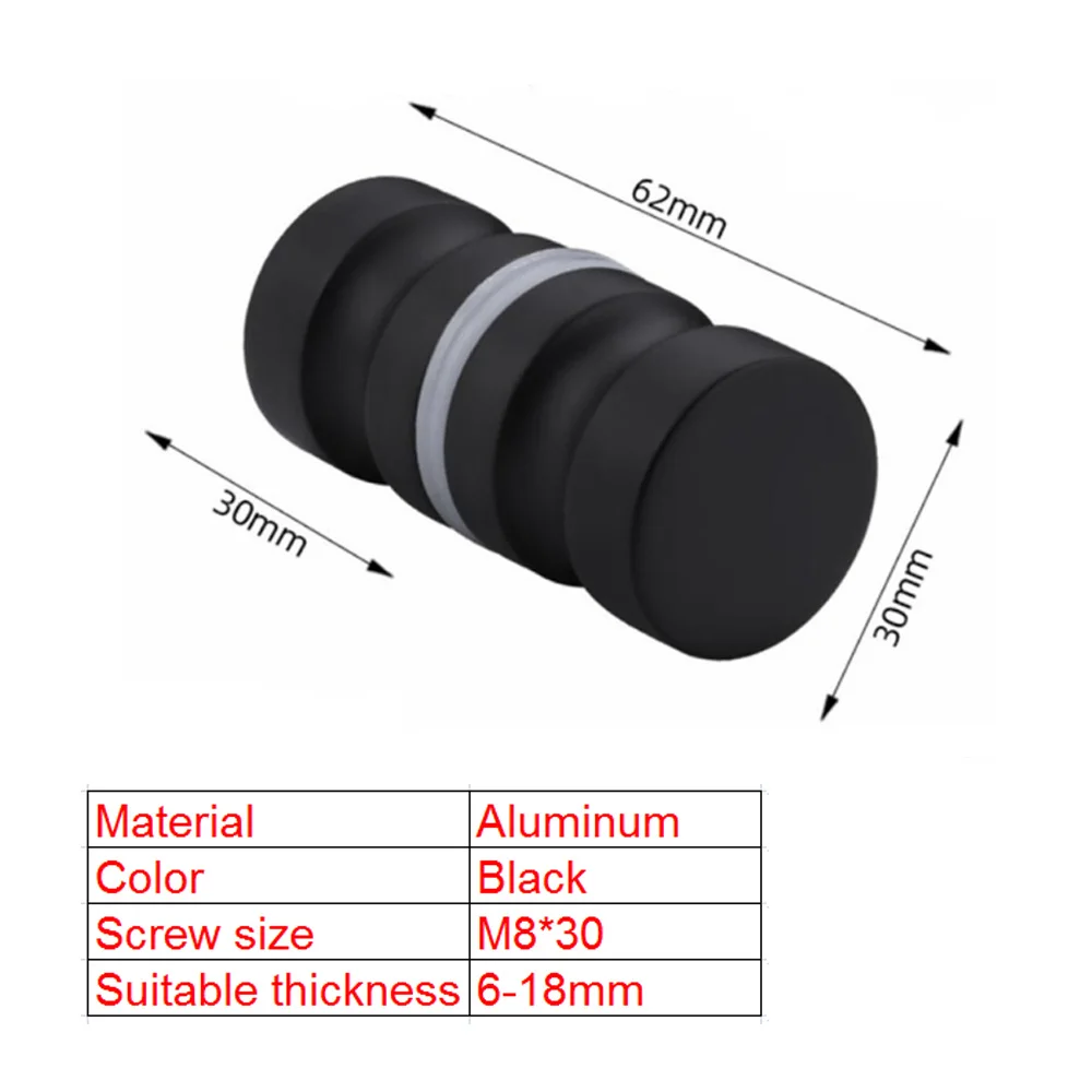 Aluminum Alloy Door Handle Bathroom Glass Door Knob Shower Cabinet Window Kitchen Cupboard Hardware Handle with Screw