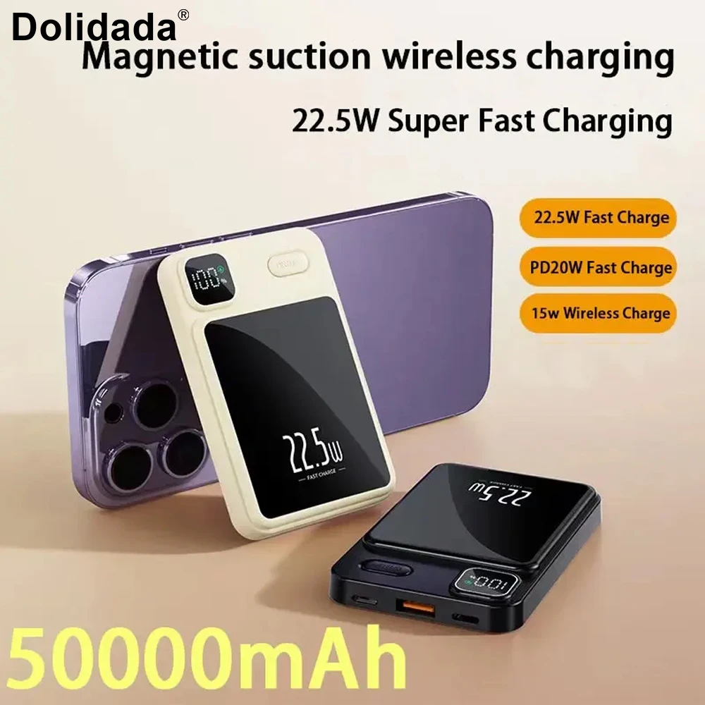 

Портативное зарядное устройство 50000 мА · ч для Macsafe, магнитное сверхбыстрое зарядное устройство Qi, беспроводное зарядное устройство, портативное зарядное устройство для iPhone 15, Samsung, Huawei, Xiaomi