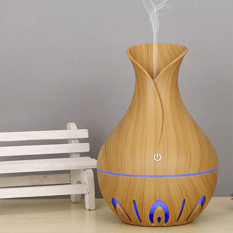 USB Ultrasonic Air Humidifier Home Aromatherapy Humidifiers Wood Grain Vase  Esse