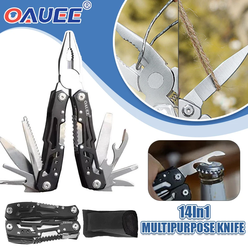Cuchillo Multiusos de acero inoxidable, alicates de bolsillo, cuchillo plegable portátil