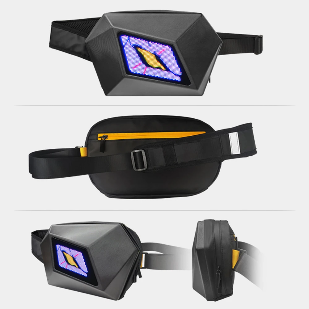 

LED Knight Pack Motorcycle Riding Luminous Single Shoulder Crossbody Hardshell Bag Programmable Tech Backpack Waterproof