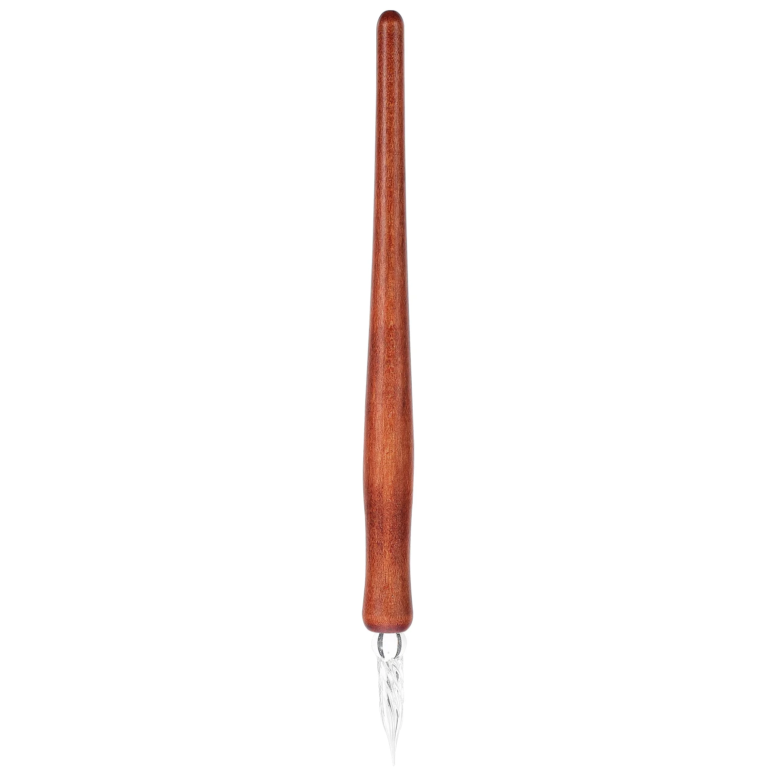 The threaded design of the Glass Dip Pen with Wood Handle Art Drawing Pens Calligraphy Practicing Pen flow ink more evenly.