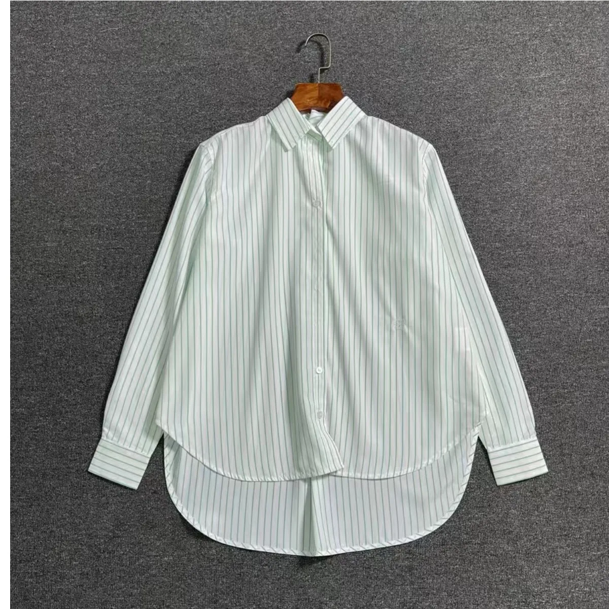 

Long Sleeved Striped Shirt for Women, Casual Loose Shirt, Single Breasted, Nordic Style, Early Spring, New, 2021