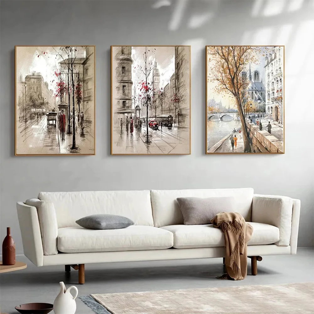 

Paris Seine Street Landscape Canvas Painting City Posters Prints Nordic Wall Art Pictures For Living Room Home Decor Gifts