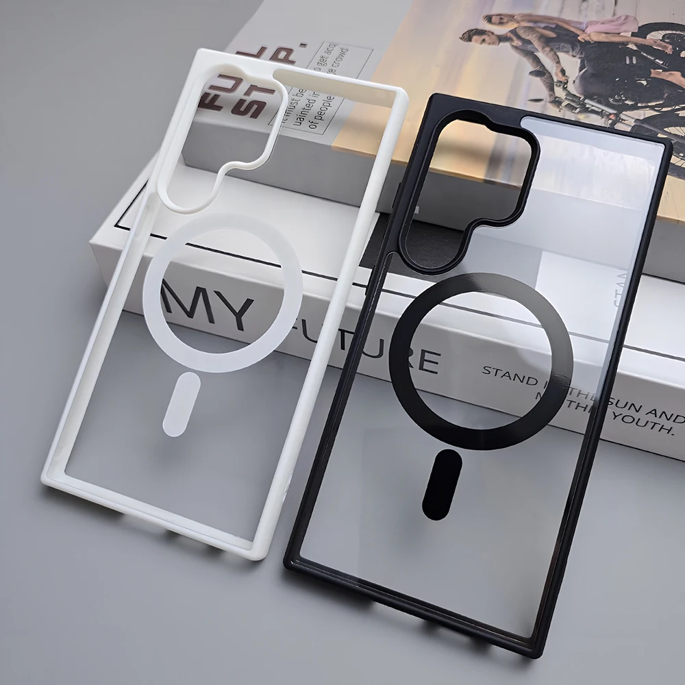 Transparent Magnetic Phone Case with Wireless Charging Capability - Acrylic Cover