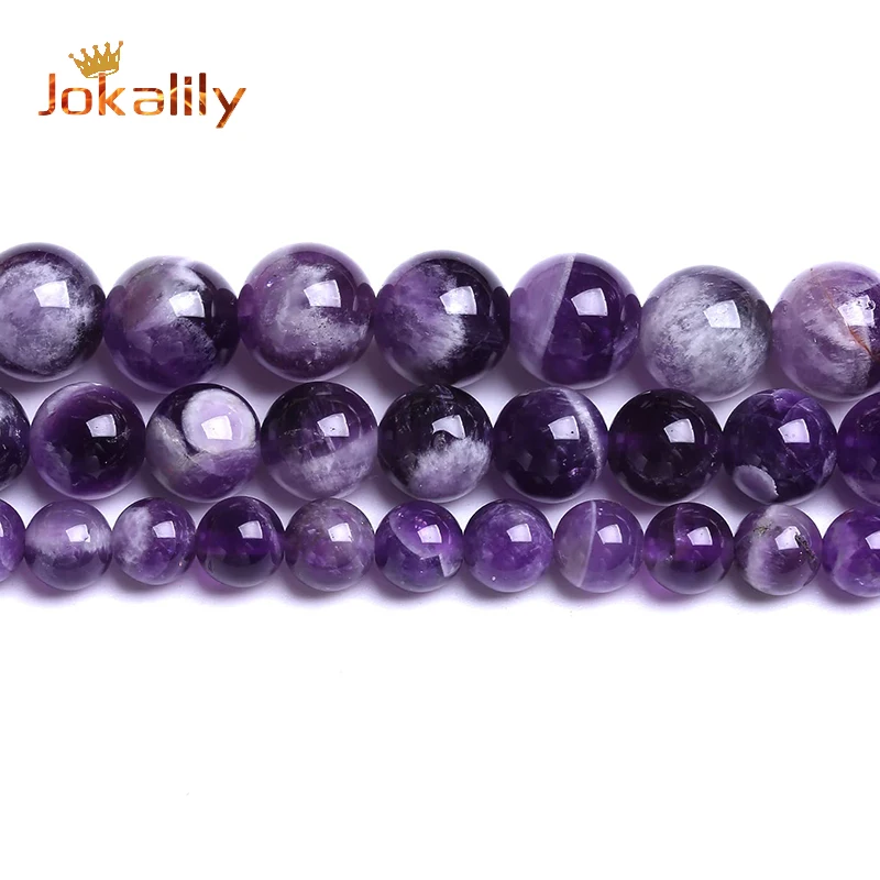 AAA+ Natural Dream Lace Amethysts Purple Crystal Stone Beads For Jewelry Making Round Beads DIY Bracelets 4 6 8 10 12mm 15