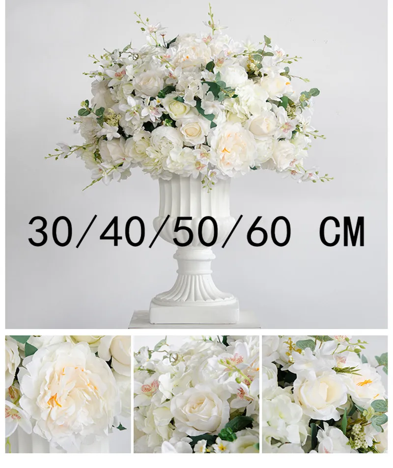 White rose artificial flower row wedding scene decoration background