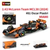 Bburago 1:43 McLaren 2024 MCL38 Monaco Miami GP F1 Formula Racing Car Static Simulation Diecast Alloy Model Car Acrylic Box 1