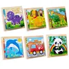 Baby Wooden Blocks Toys Children Six Side Cube Jigsaw Puzzles Game Animal Fruit Traffic Cognize Early Learning Educational Toys 6