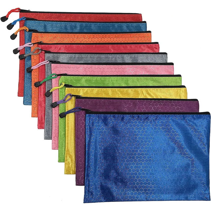 

Водонепроницаемые мешки для файлов на молнии, офисные портфели из ткани Оксфорд размером A4 для хранения документов, офисные принадлежности, дорожный мешок, 10 шт.