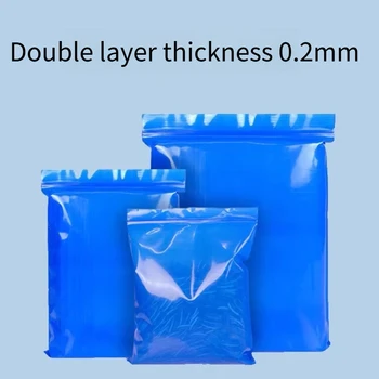 300pcs Blue Packaging Bags Thickened Transparent PE Sealed Pockets Industrial Parts Self Sealing Bag Reusable and Tear Resistant 1