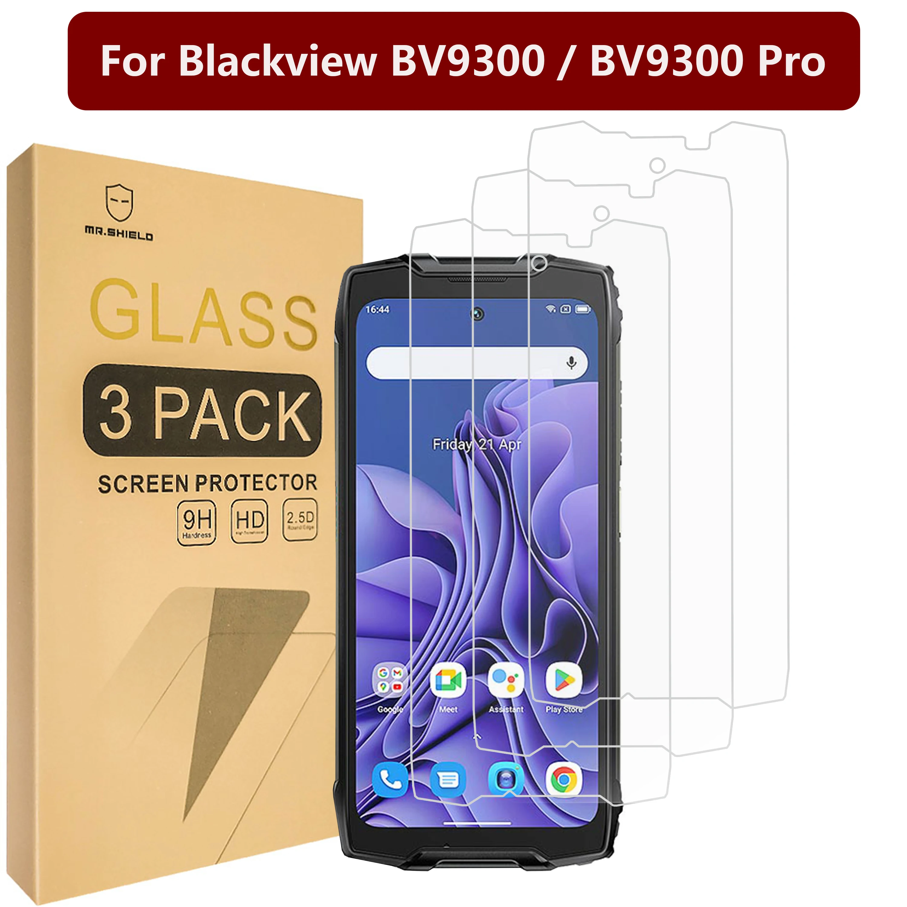 Mr.Shield [3-Pack] Screen Protector For Blackview BV9300 / BV9300 Pro [Tempered Glass] [Japan Glass with 9H Hardness]