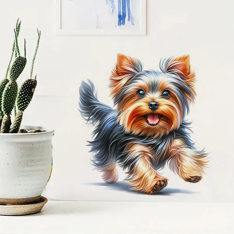 T2051#Yorkie Toilet Stickers Decoration for Living Room Wall Bedroom and Home Decor Car Decals Self-Adhesive