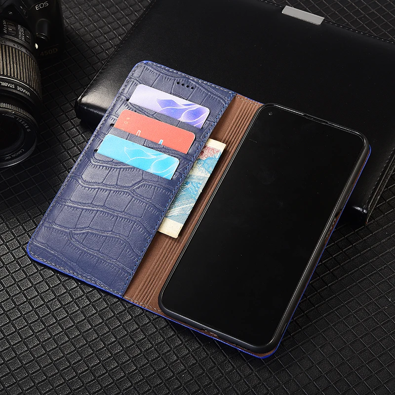Premium Genuine Leather Magnetic Wallet Phone Case with Flip Slot