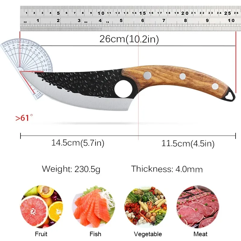 Meat Cleaver Fishing Knife Handmade Forged Viking Chef Knife Stainless Steel Kitchen Butcher Boning 5.5"