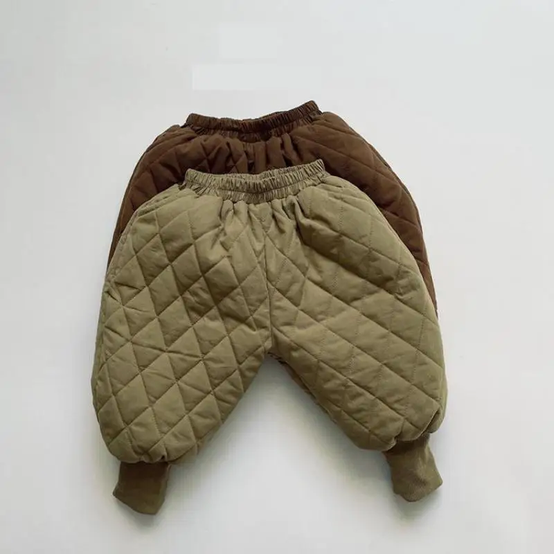 

Новинка 2023, зимние детские теплые брюки, однотонные штаны с хлопковой подкладкой для маленьких мальчиков, Детские Плотные шаровары для девочек, детская теплая одежда