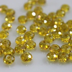 Isywaka Pink Silver Faceted Crystal Glass Spacer Beads for Jewelry Making, 50pcs (Golden)