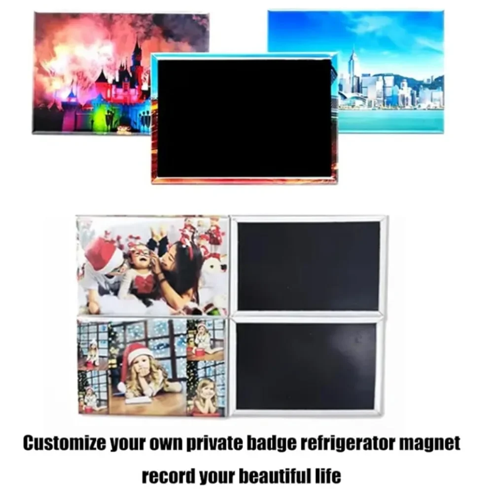 80x53mm/90x65mm Rectangular Badge Maker Magnetic Badge Making Machine for Refrigerator + Paper Cutter + 100Pcs Components