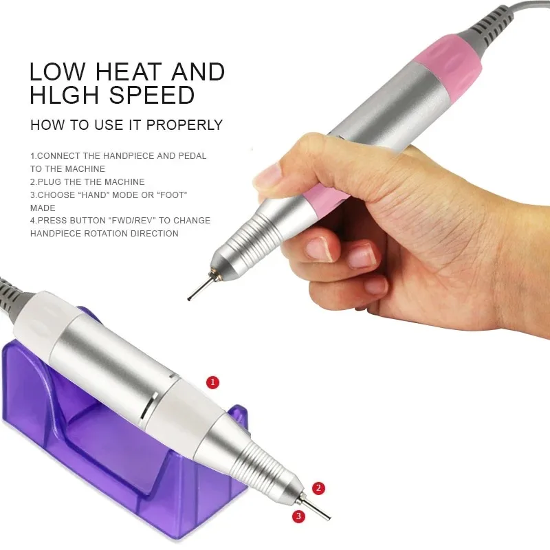 35000RPM Electric Nail Drill Machine Handle Handpiece Pedicure Replacement Pen Manicure Beauty Tool 3 Color Choice ABE Accessory