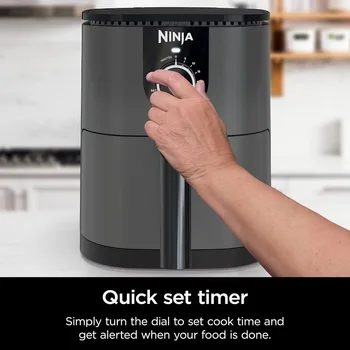 Ninja AF080 Mini Air Fryer, 2 Quarts Capacity, Compact, Nonstick, with Quick Set Timer, Grey 3