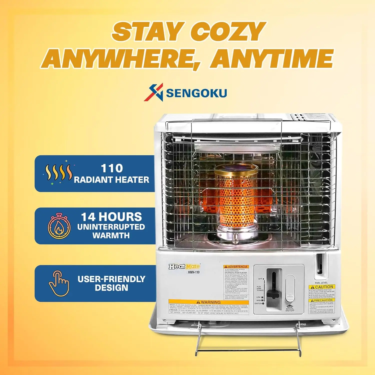 HeatMate Economic Portable Radiant Kerosene 10000 BTU Space Heater with Automatic Safety Shut Off for 380 Square Feet of Indoor/ 2