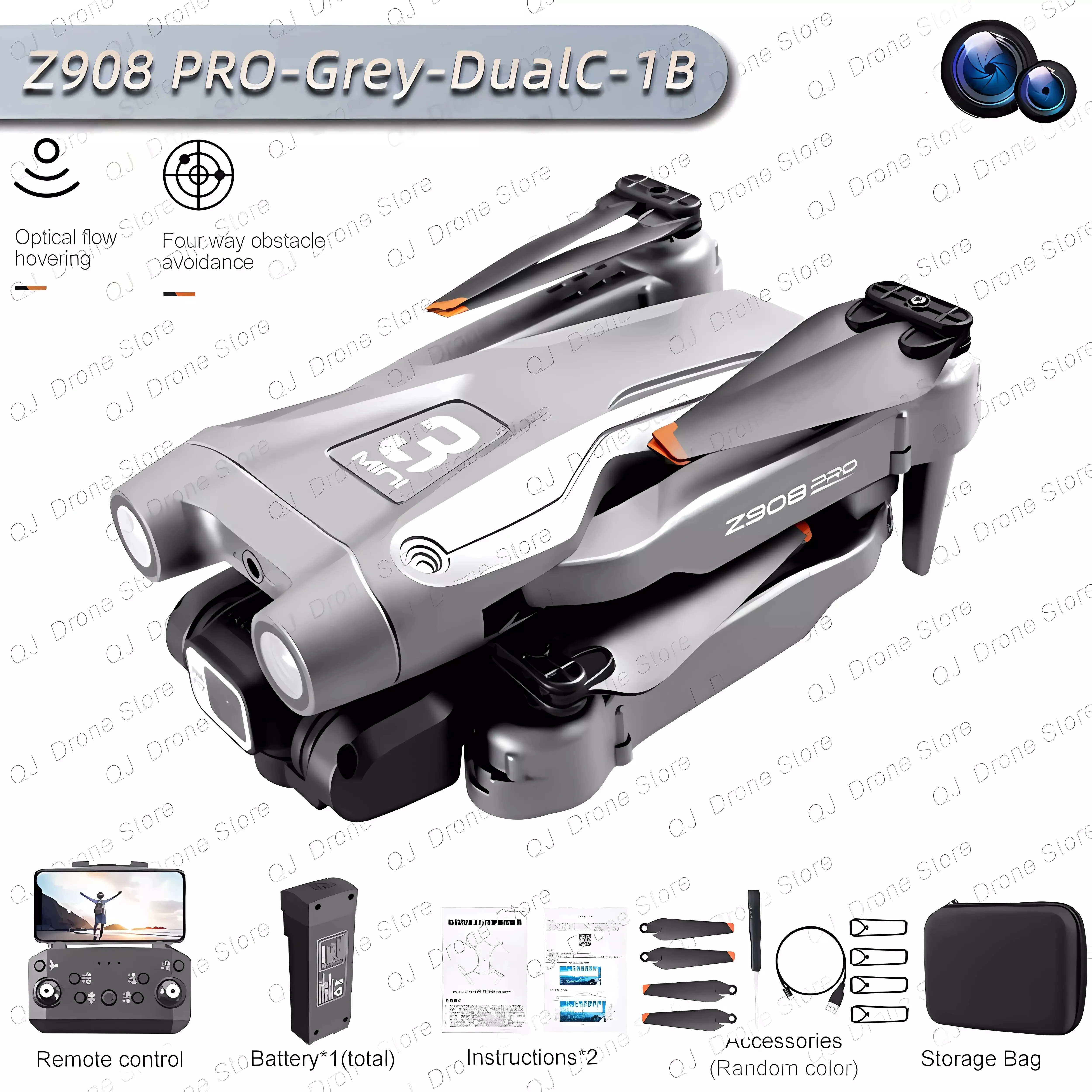 New Z908 Pro RC Drone HD ESC Dual Camera 2.4G WIFI Optical Flow ...