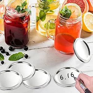Food Cover Fresh Keeping Cover Preservation Cover 50/100PCS Mason Jar Lids Regular Mouth Canning Lids Silver Reusable Metal Canning Jar Leak-proof Split-Type Caps