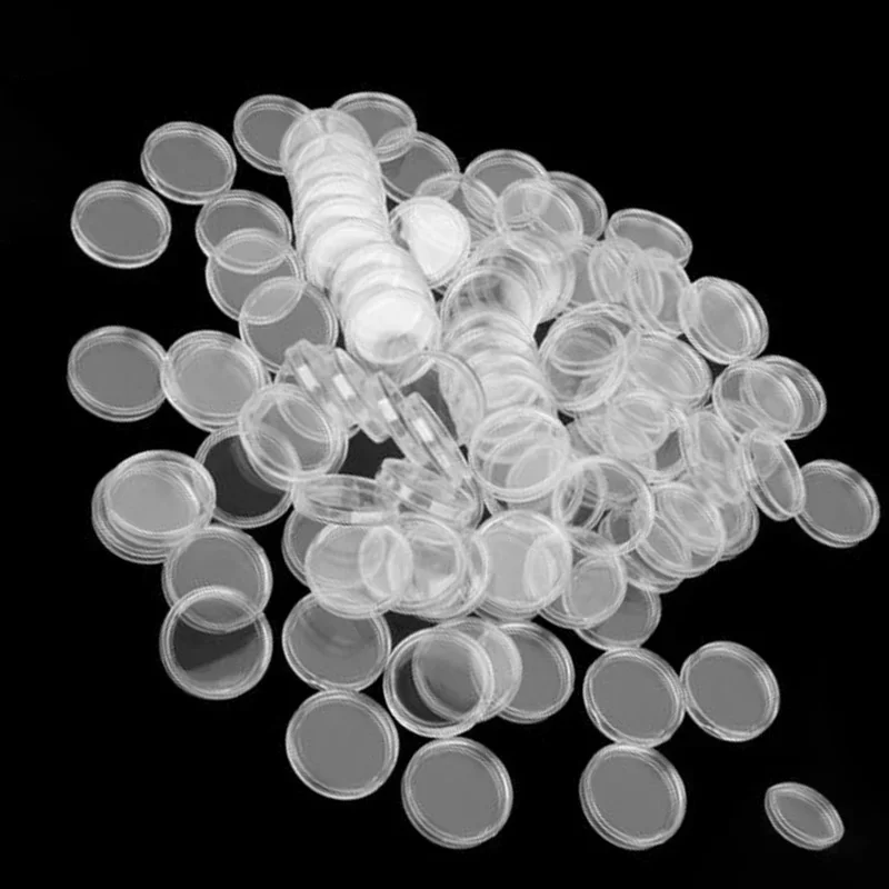 100Pcs 33mm Transparency Round Plastic Coin Holders Capsules Container Storage Case Box Coins Collection High Quality Durable 2