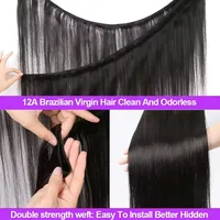 Extensions de cheveux naturels indiens 12A, lisses et raides, 30 pouces, 4 mèches, pour femmes noires, couleur naturelle noire 2