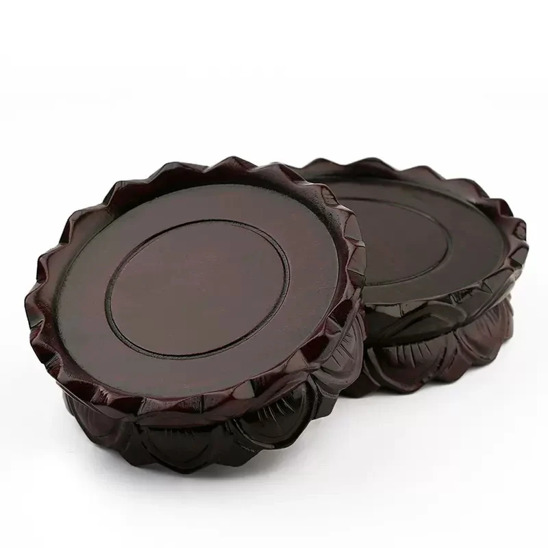Solid Wood Round Shape Lotus Pedestal, Buddha Statue, Consecration Table, Incense Burner Base, Home Decoration