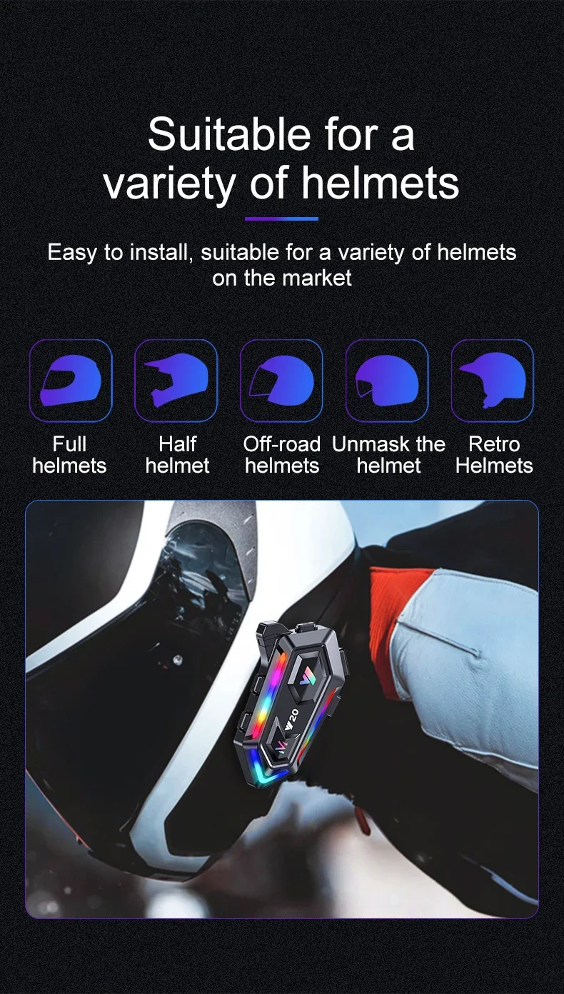 Bluetooth Headset Für Motorradhelm Kabellos Wasserdicht Rgb_voghion.com