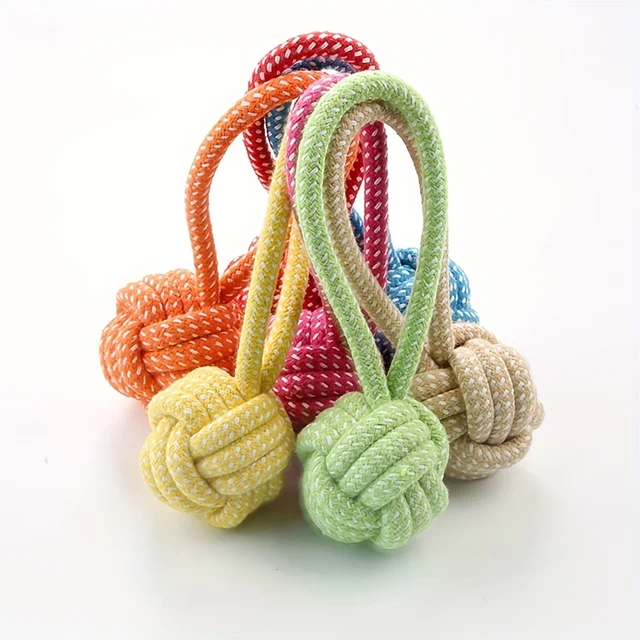 2pcs Pet Dog Cat Chew Toys- Braided Rope Ball Interactive Tug-of-War with Texture Surface,Suitable for Small/Medium/Large Dogs 6