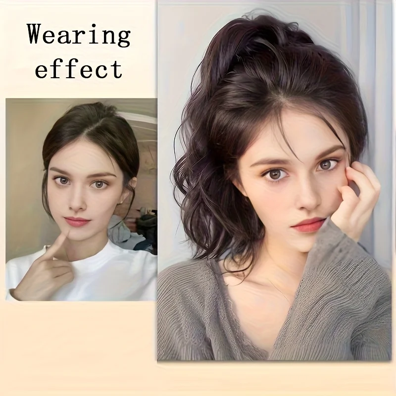 10-inch synthetic wave clip ponytail wig women's ponytail extension fake ponytail natural black heat-resistant