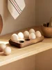 Egg storage tray, Acacia wood Japanese solid wood egg tray, kitchen and home refrigerator, creative breakfast egg box 1