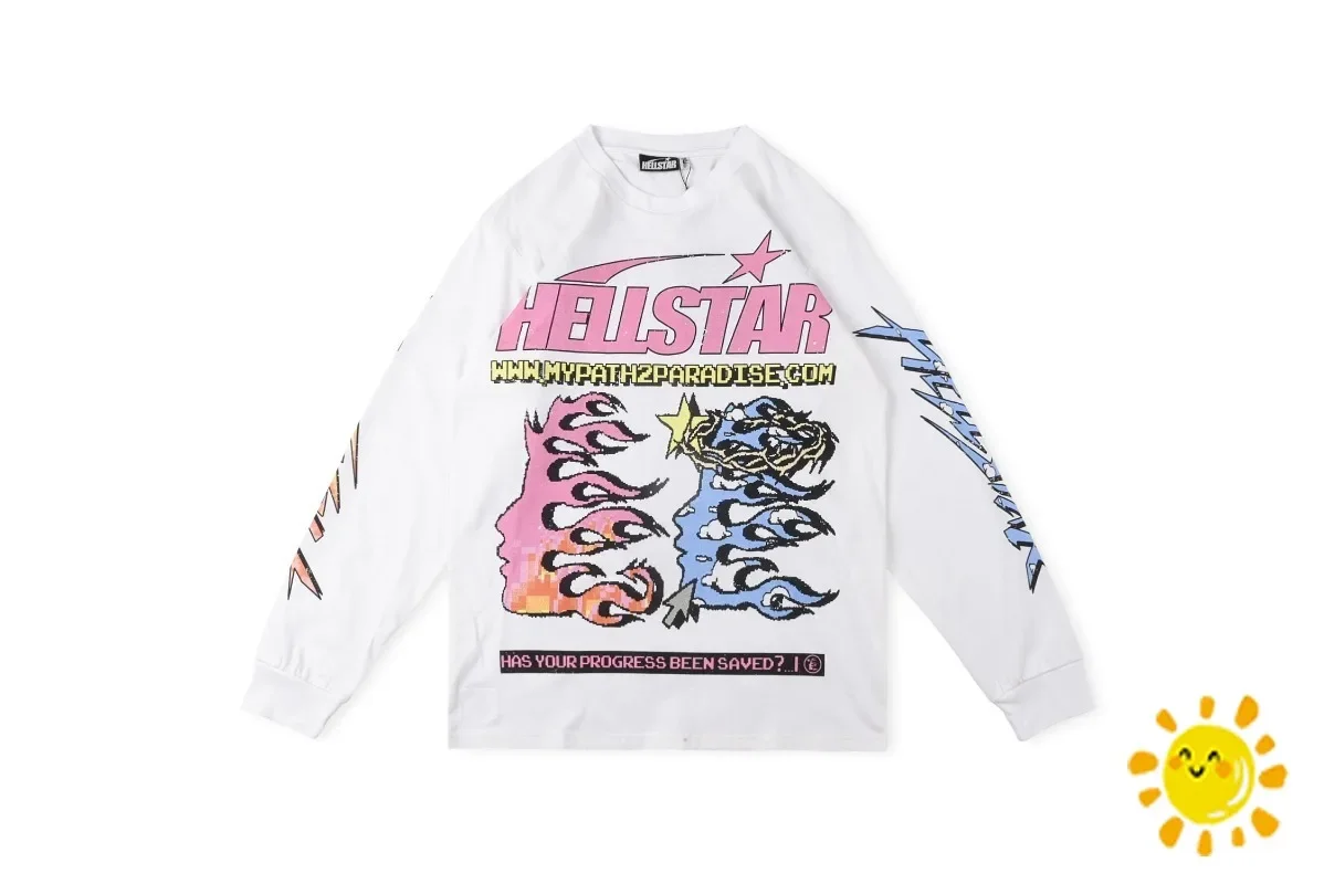 

Fasion Vintage Face Print Hellstar T Shirt Long Sleeves Men Women Top Tee