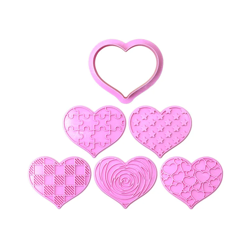 Heart Shape Stamp Polymer Clay Cutting Mold Valentine's Day Rose Pattern Embossing Texture Decoration 6pcs Pottery Tools polymer clay tools clay sculpting tools pottery sculpting tools clay craft tool