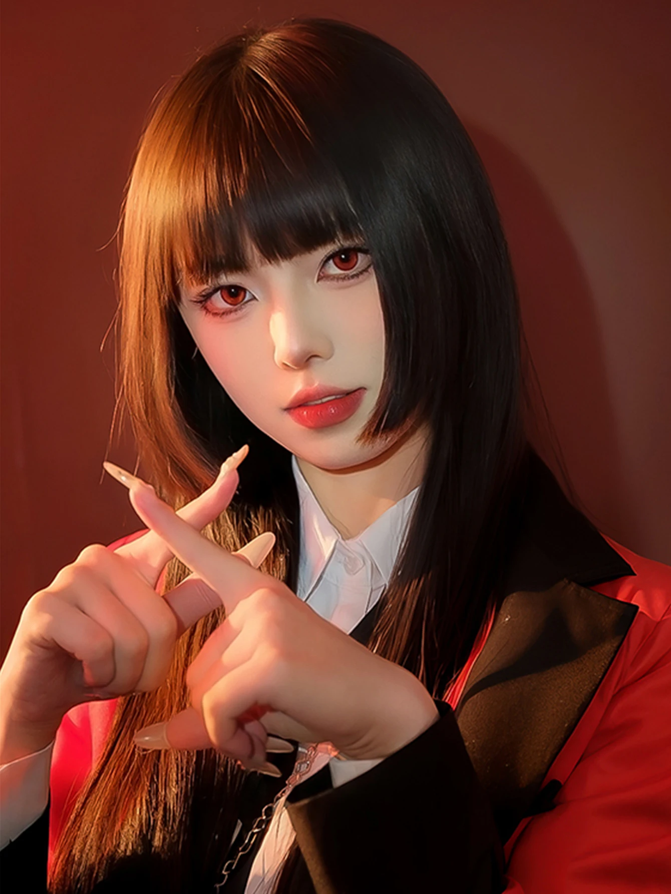 Black Synthetic Straight Wig with Bangs for Women Cosplay Party