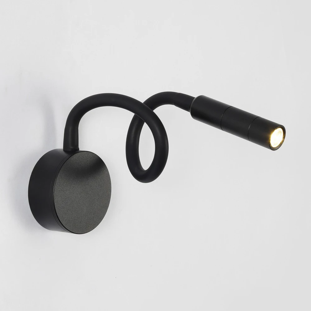 LED Wall Lamp Flexible Hose Bedside Lamp Bedroom Study Reading with Switch 1/3W Wall Mounted Spotlight Dormitory Night Light Eu Plug