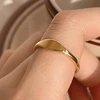 High End PVD Stainless Steel Korean Simple Classic Gold Color Ring For Women Girl Small And Versatile Banquet Jewelry Wholesale 2