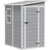 5' x 4' Resin Weather Resistant Outdoor Storage Shed with Floor for Garden,Backyard,Pool Tool, Light Grey 1