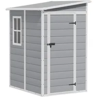5' x 4' Resin Weather Resistant Outdoor Storage Shed with Floor for Garden,Backyard,Pool Tool, Light Grey 1