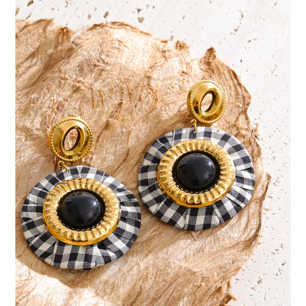 Yhpup Handmade Round Drop Earrings Stainless Steel Accessories