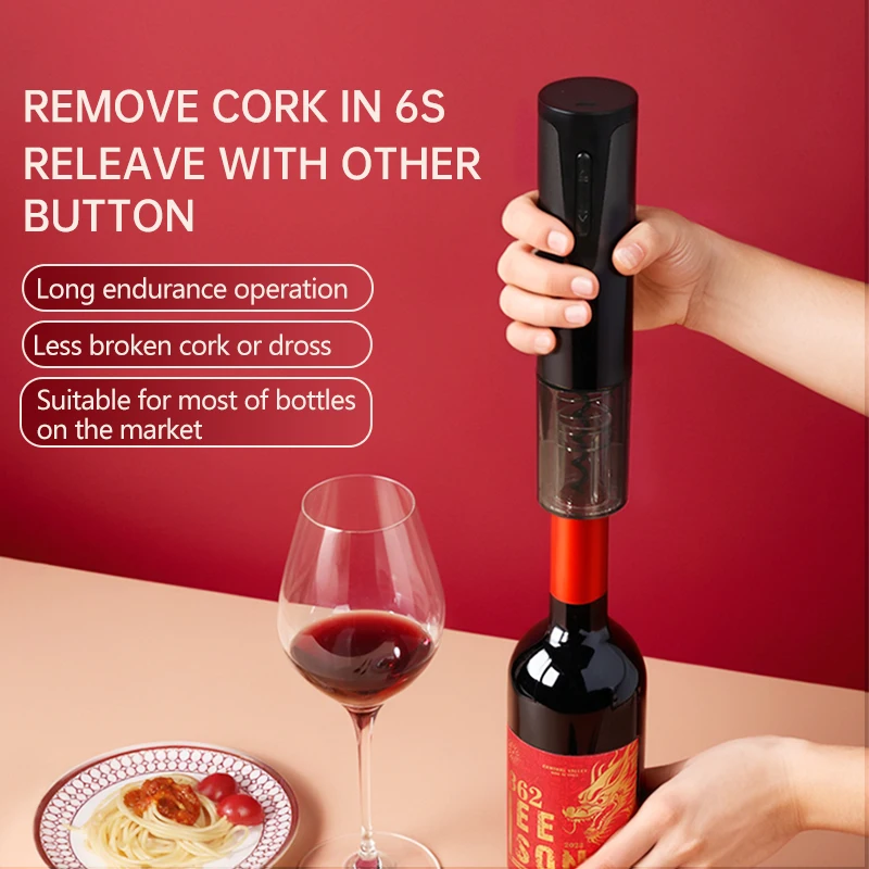 Portable Electric Wine Bottle Opener 35mm Diameter Type-C Rechargeable Automatic Wine Bottle Cork Screw Tool Kitchen Appliance
