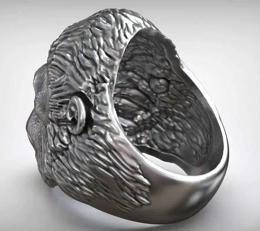 28g 3D African Gorilla Monkey King Wild Animal Mens Rings Real  Customized 925 Solid Sterling Silver Ring Many Sizes 9-13