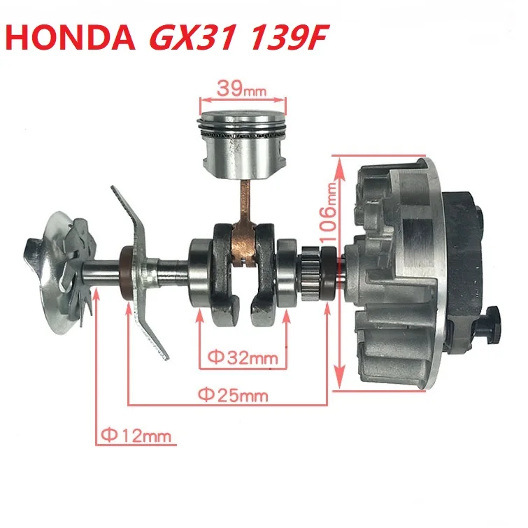 Kit Joints Moteur Honda GX31 - Segment Piston Et Vilebrequin 39mm - Pièces De Rechange