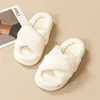 Casual Fluffy Slippers Women Home Flats Designer Winter Shoes Girls New Fashion Platform Slippers House Warm Footwear Large Size 6