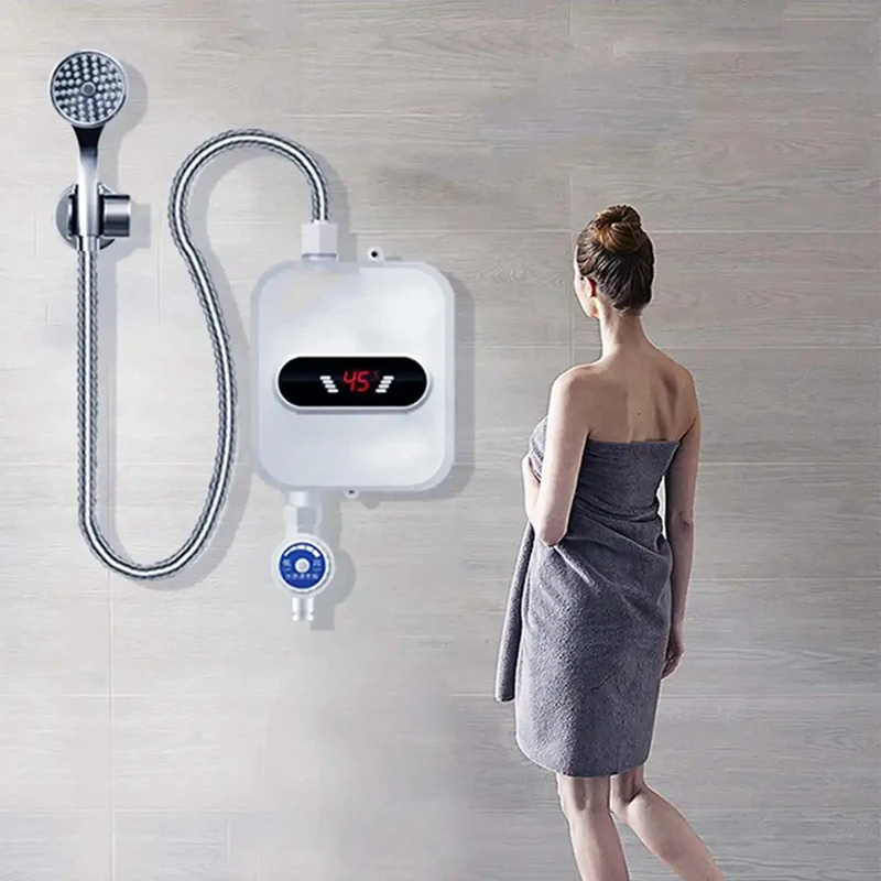 Electric Water Heater Instant Shower Bathroom Faucet Plug 3500W Digital Display For Country House