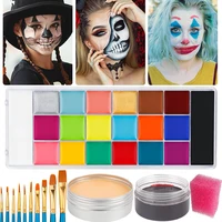 12/20 Colors Face Body Painting Fake Blood ,Halloween Professional Special Effects Makeup Kit with Wound Modeling Scar Wax 1