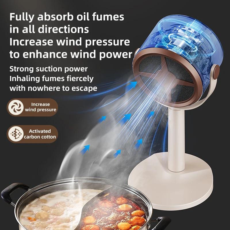 Electric Desktop Range Hood USB Adjustable Angle Portable Mini High Suction Power Exhaust Fan for BBQ Hot Pot Kitchen Appliance 5
